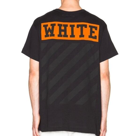 Off-White Black and Orange Velvet Box Logo T-Shirt, Size XXS (Fits US: M) - Picture 1 of 10